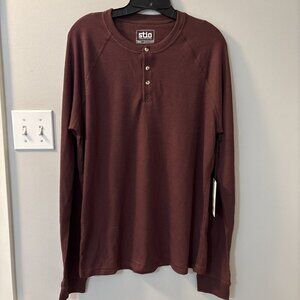 Stio Men’s Wister Waffle Henley Size Large In Lodge Beam (maroon) NWT